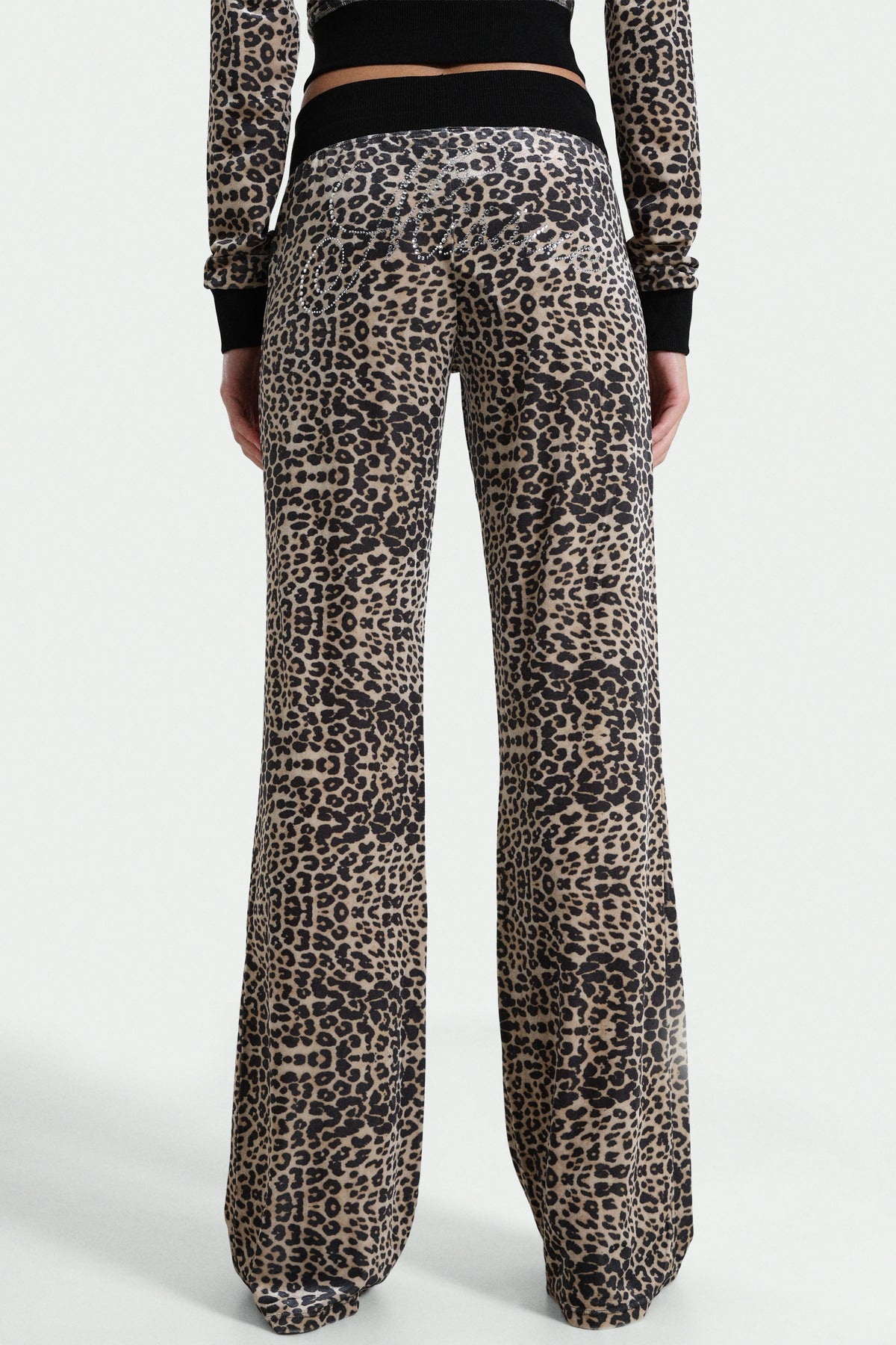 Pantalon flare en velours - Leopard