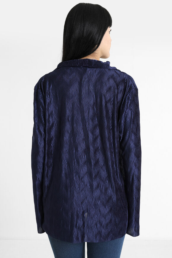 Oversize Plissee Hemd - Marineblau