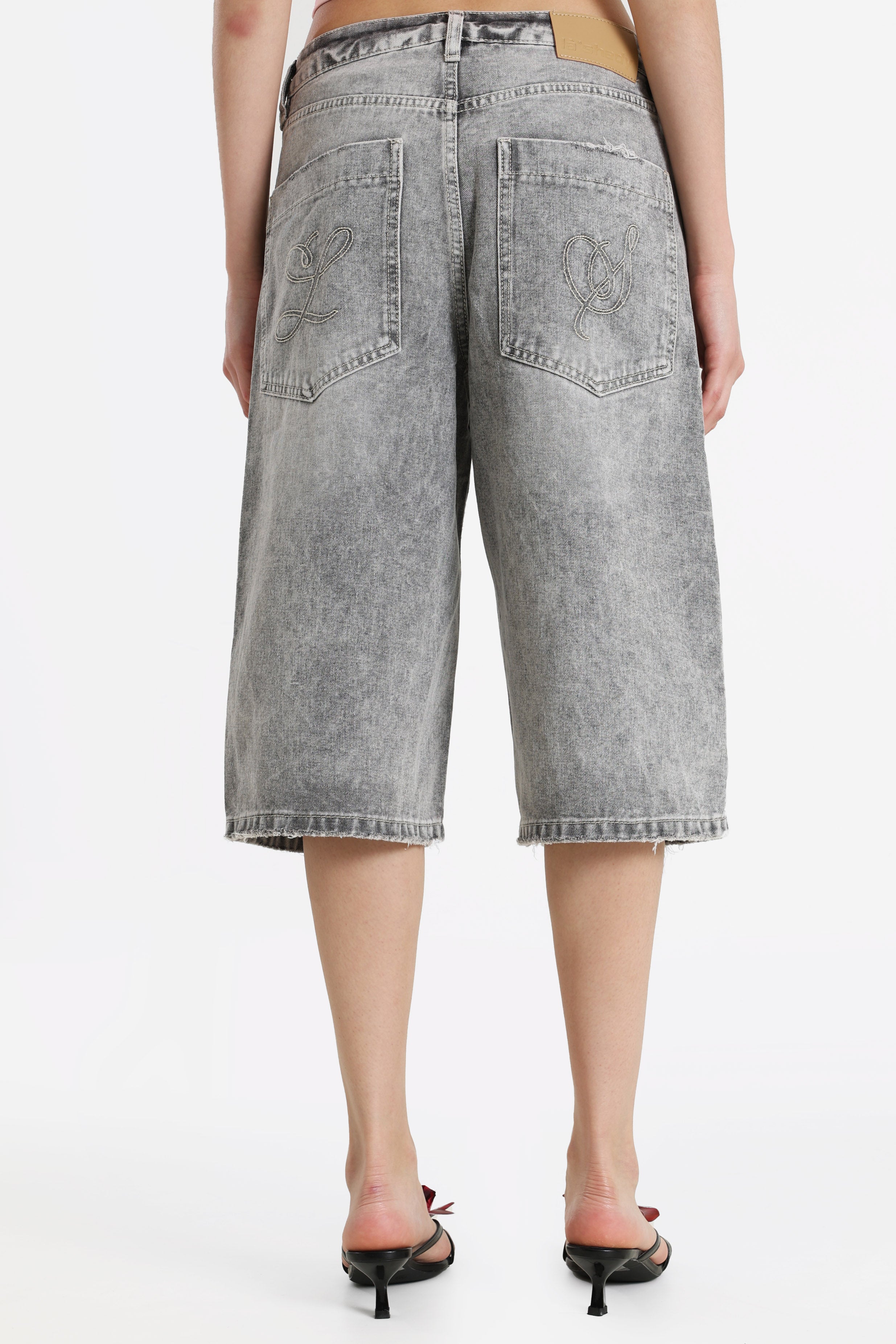 Jeans Bermudashorts - Gewaschen Grau