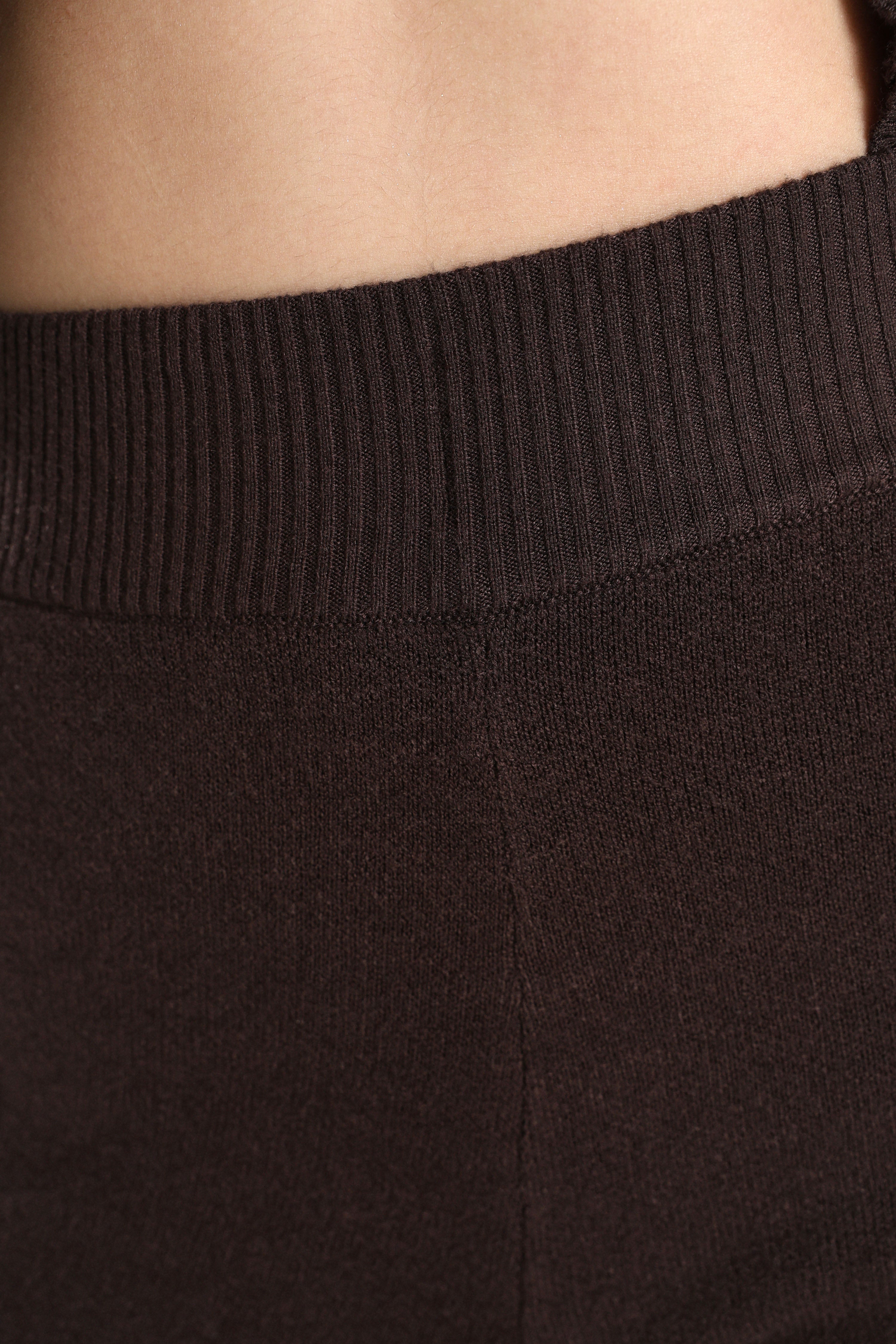 Wide Leg Strickhose - Dunkelbraun