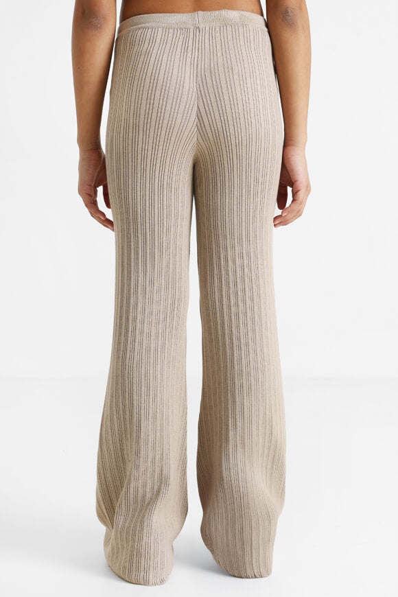 Ribbed flare knit pants - beige