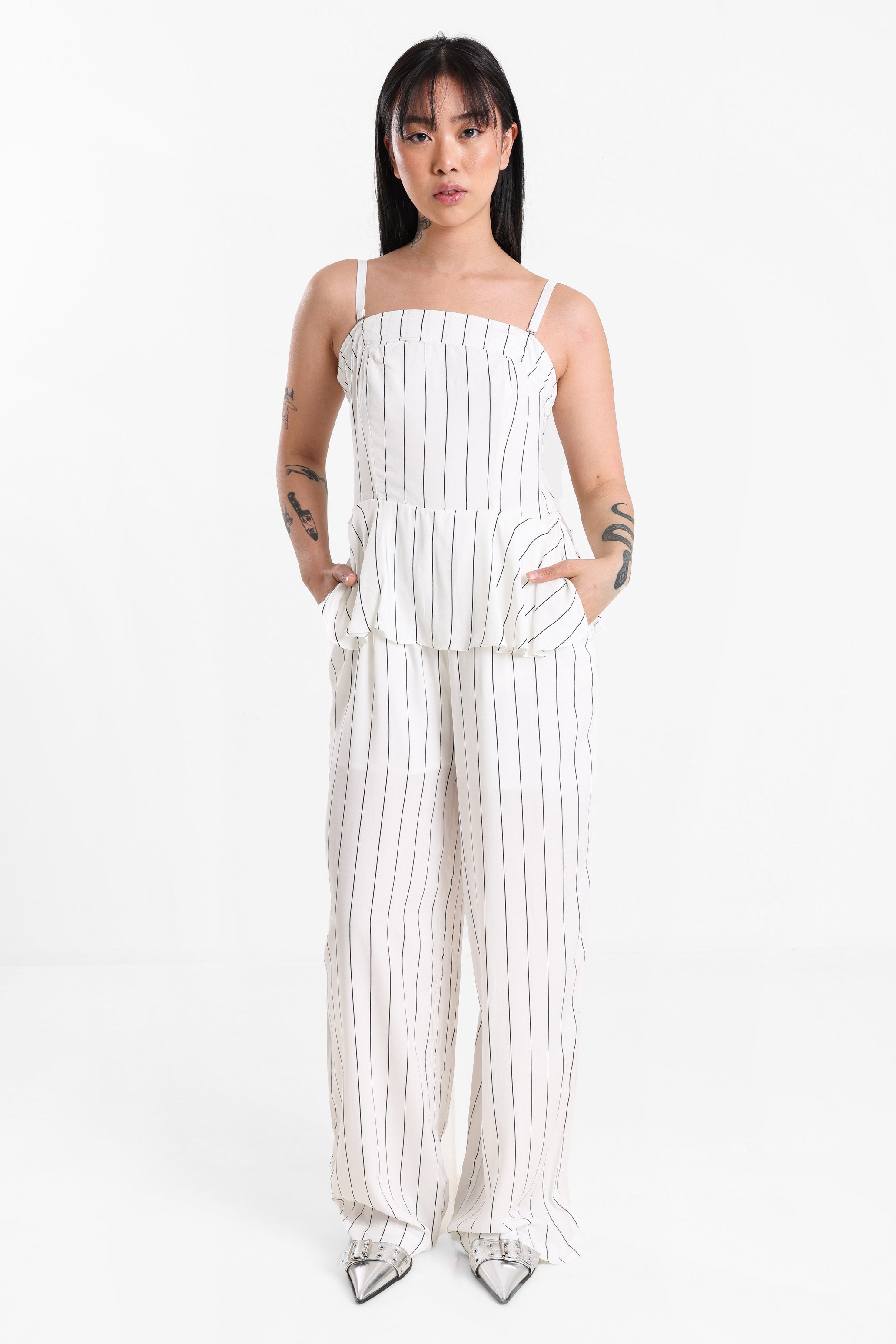 Langer Overall - Offwhite + Schwarz