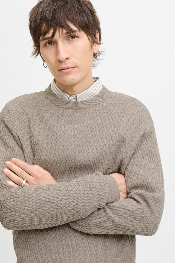 JPRBLAREAGAN structured knit jumper - Greige