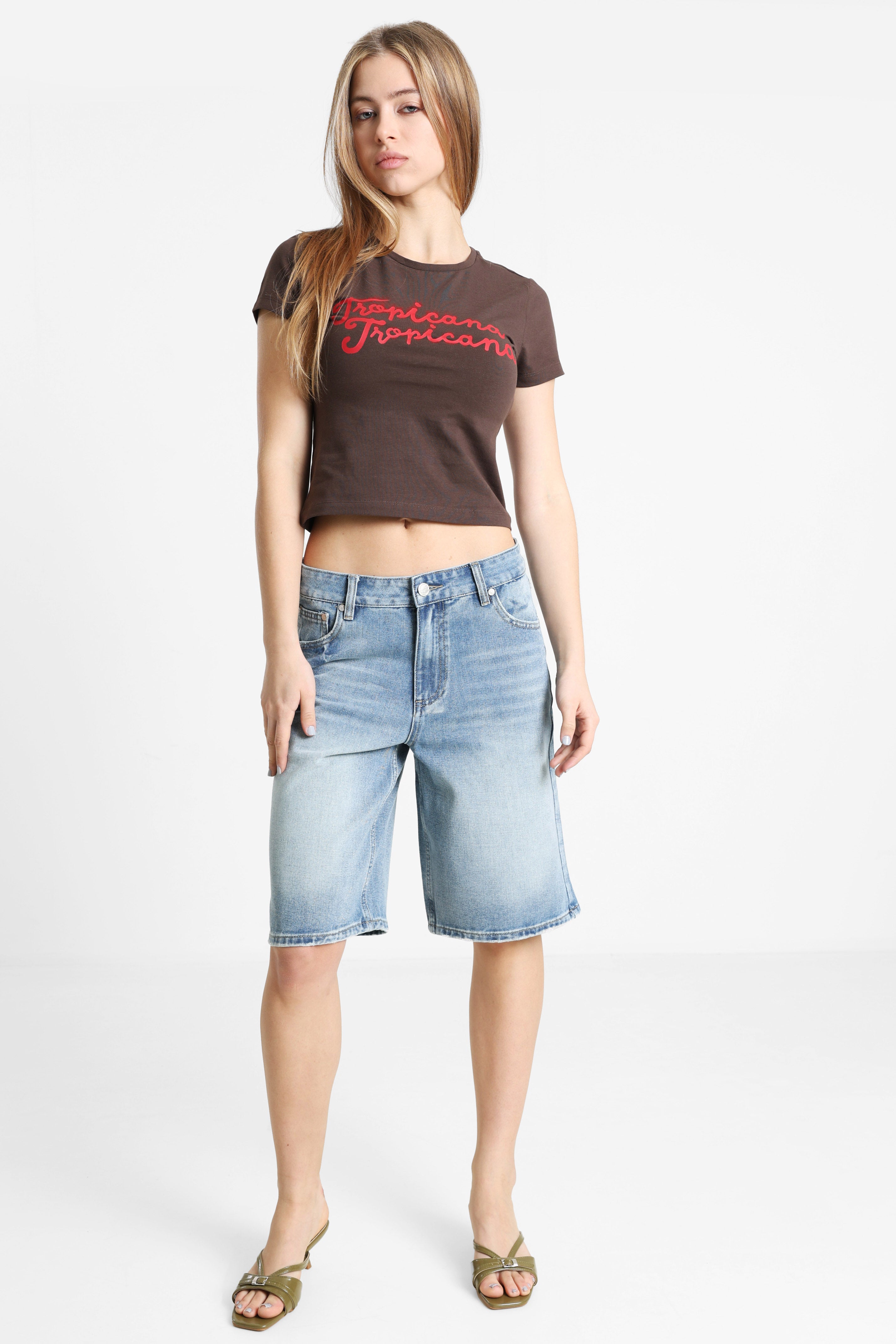 Jeans Bermudashorts - Blau Used