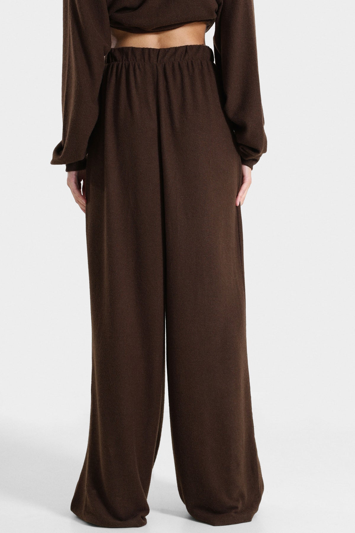ONLAVELINE pantalon wide leg en tricot - Coffee Bean Melange