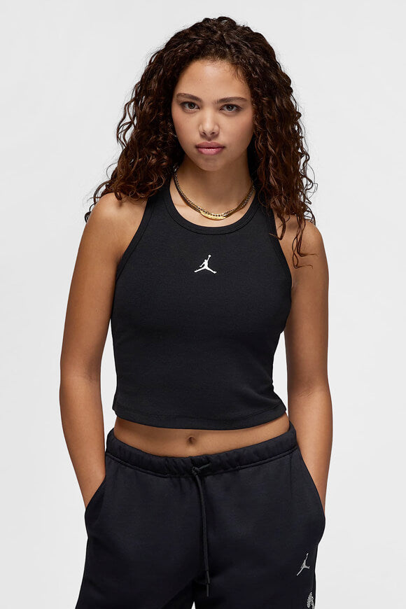 Ribbed crop tank top - Black