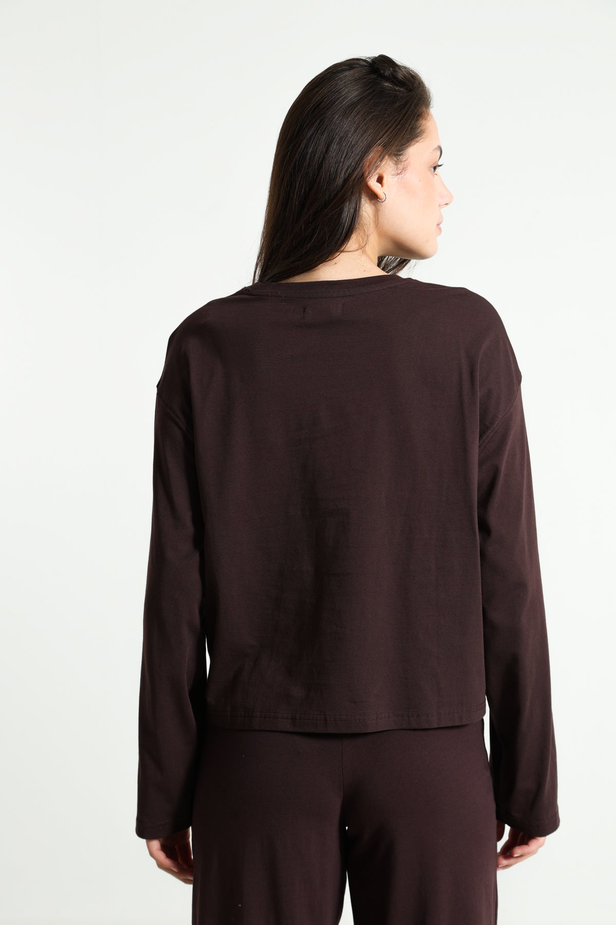 Shirt ample manches longues - Brun