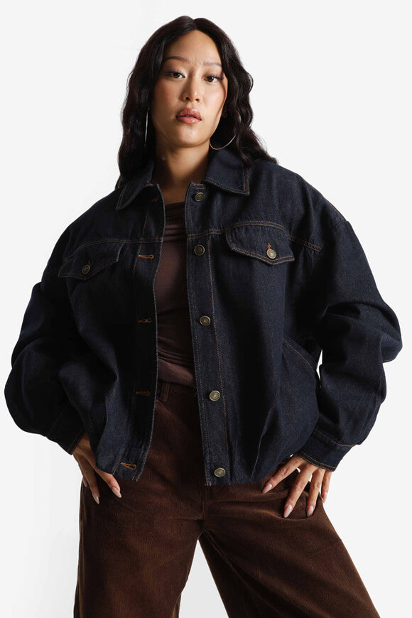 Oversize Jeansjacke - Dark Blue Denim