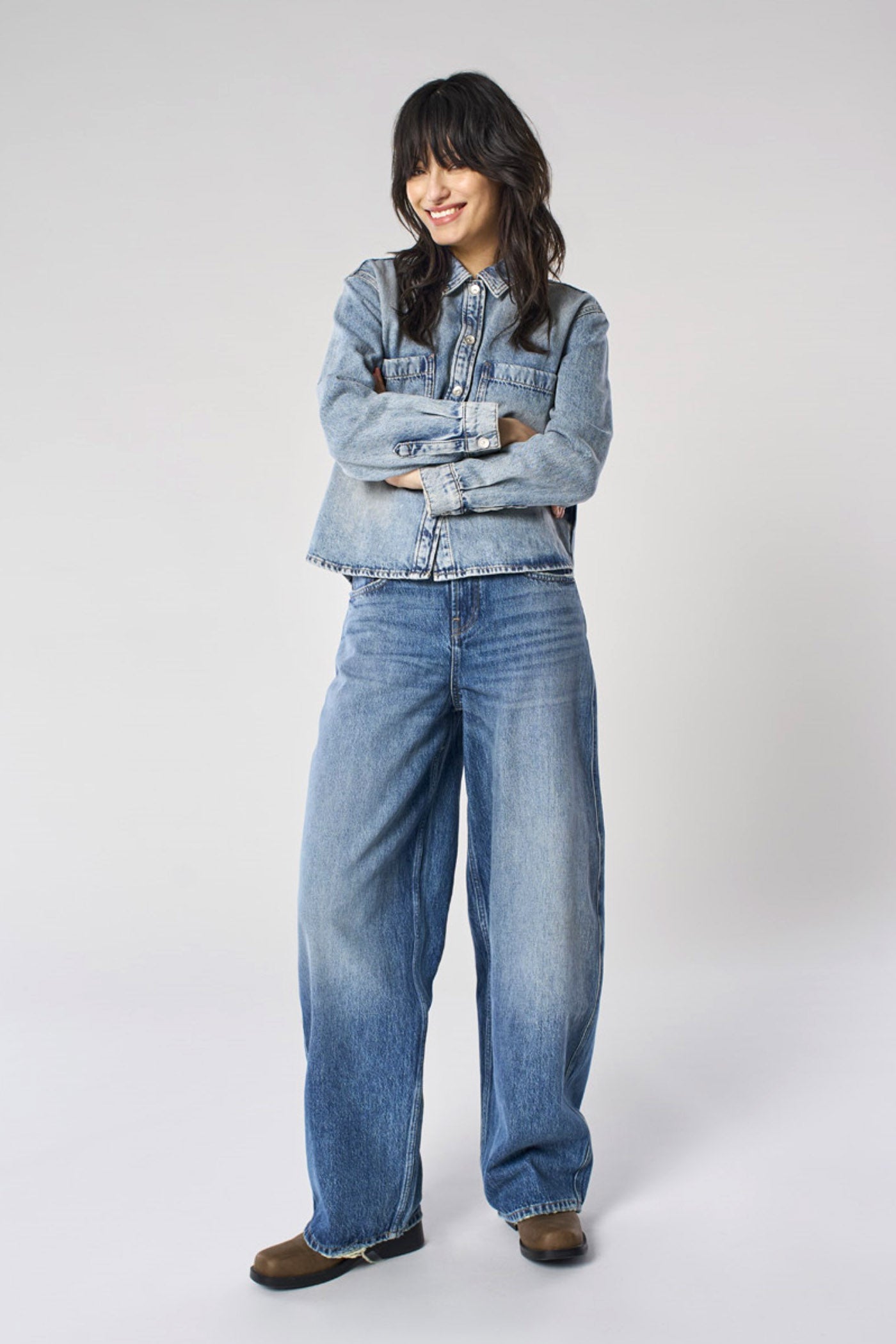 ONLTAYLOR Barrel Fit Jeans L32 - Dark Blue Denim