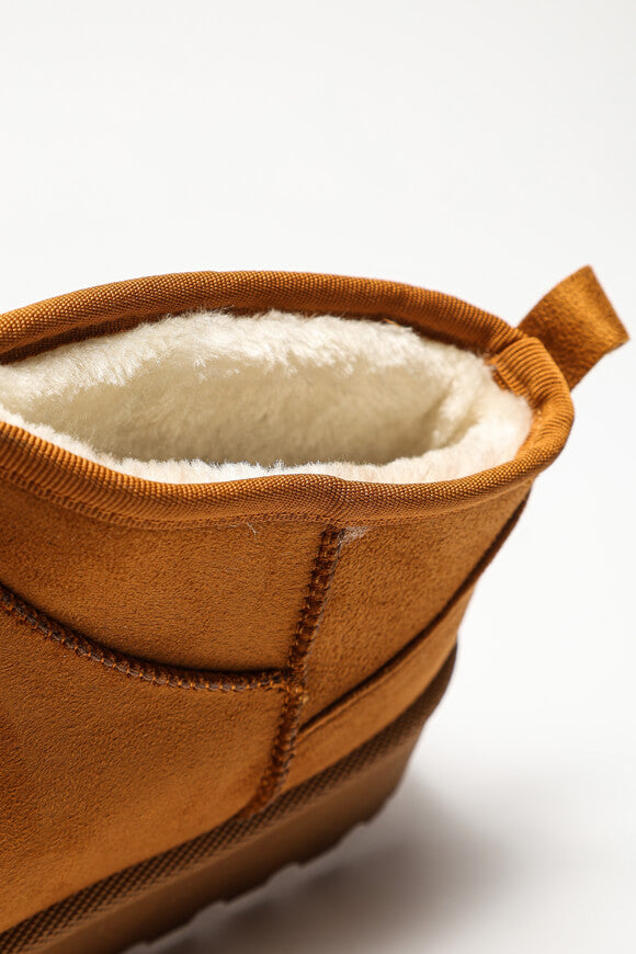 Gefütterte Plateau Stiefelette - Camel