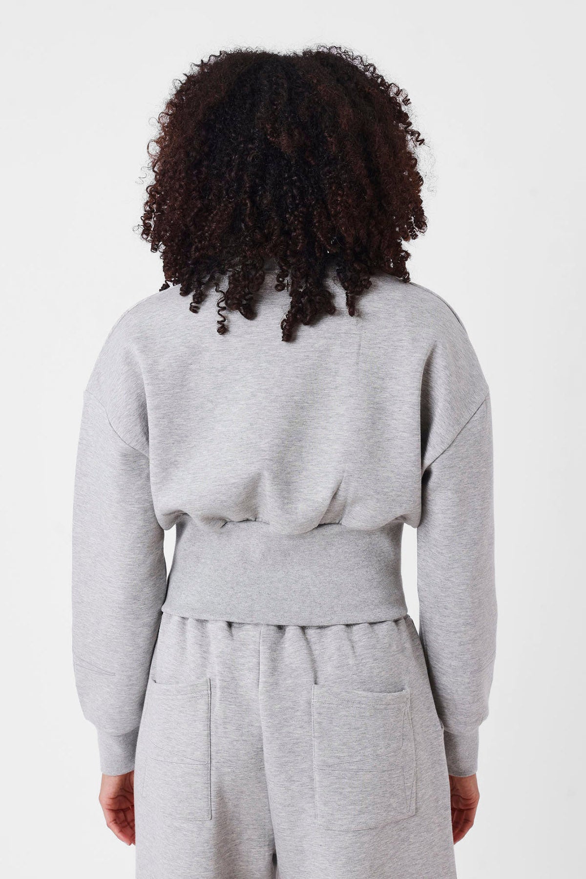 Crop Trainingsjacke - Light Grey Heather