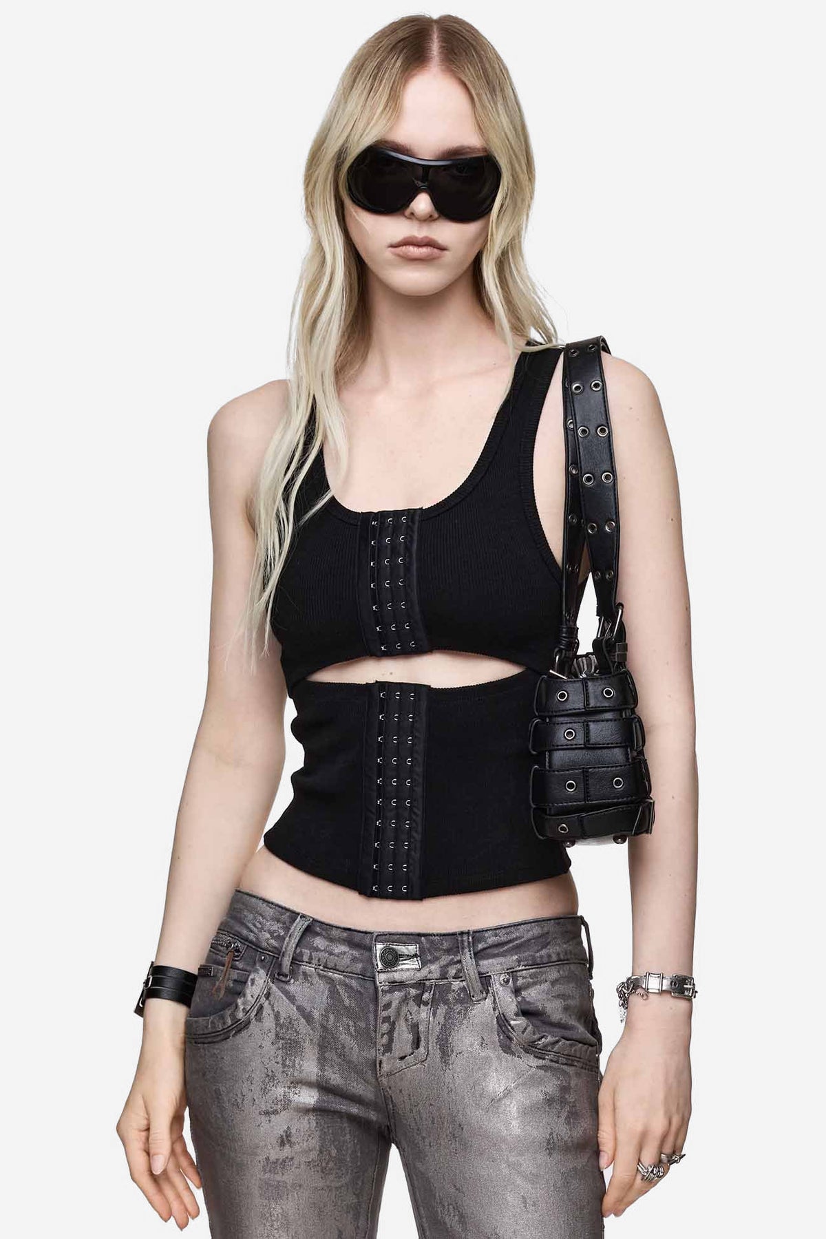 No Escape ribbed cropped tank top - Black