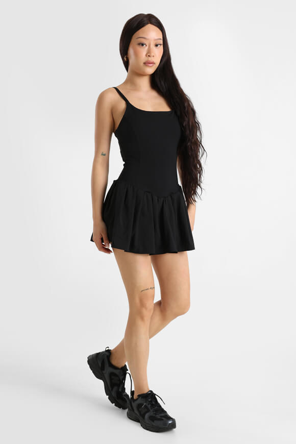 Mini dress with inner shorts - black