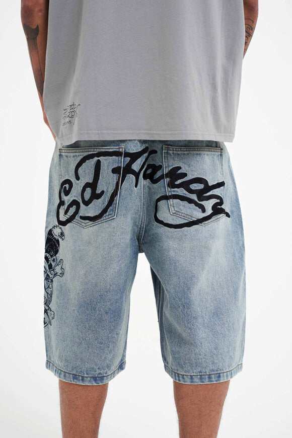 Pantaloncini skater in denim - denim blu