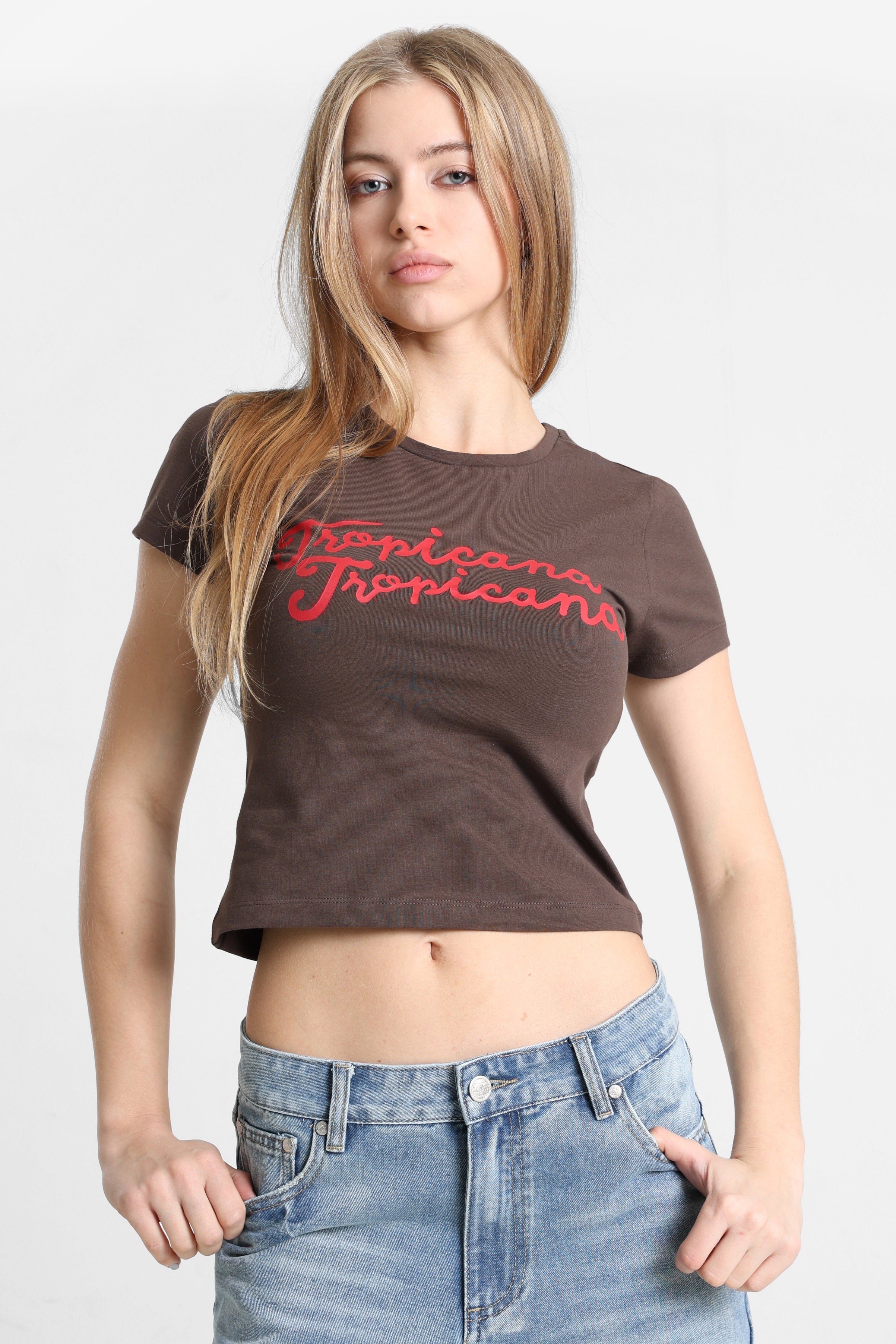 Crop T-Shirt - Chocolate Brown