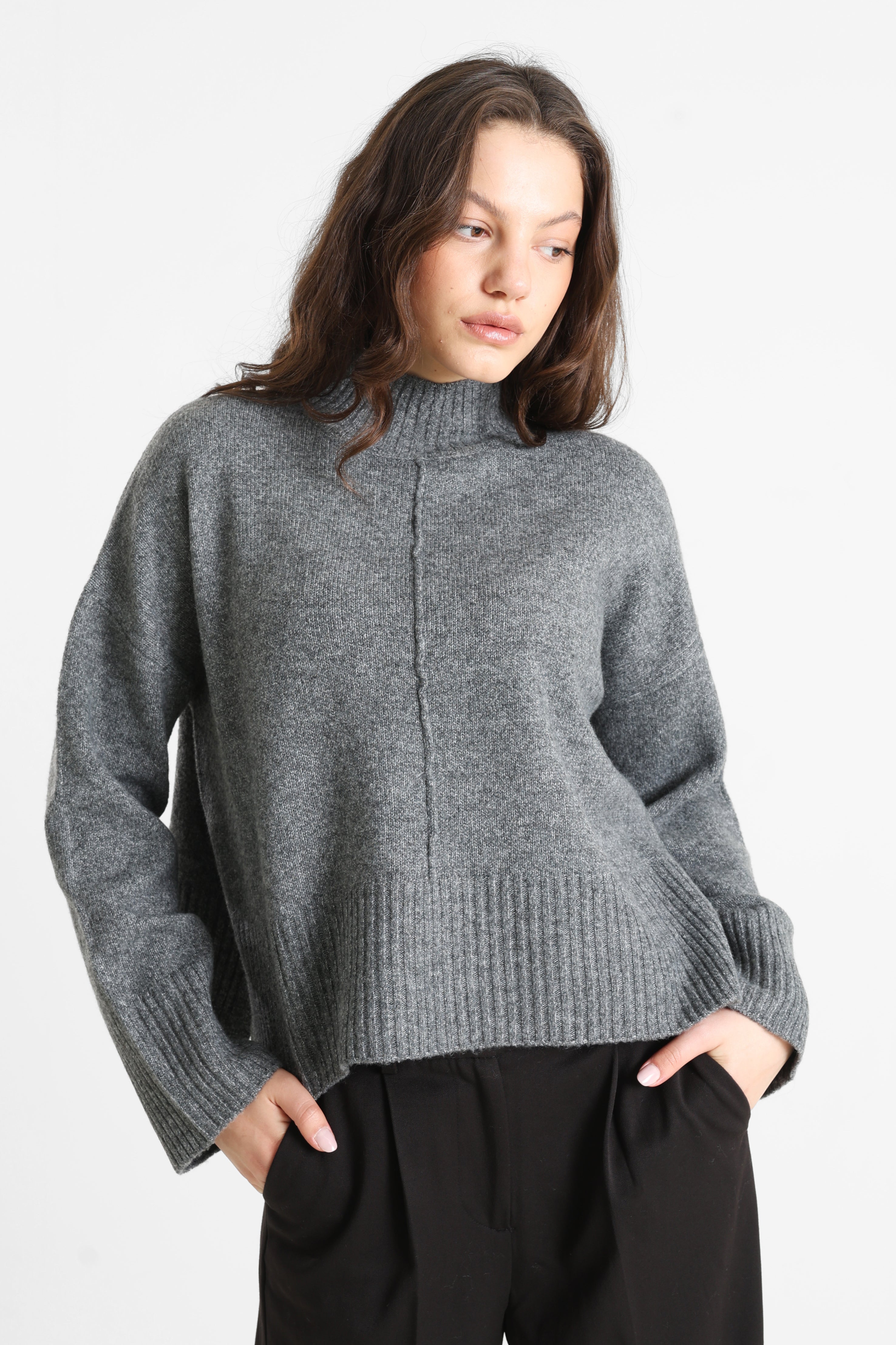 ONLWHITNEY - Maglione lavorato a maglia - Grigio medio melange