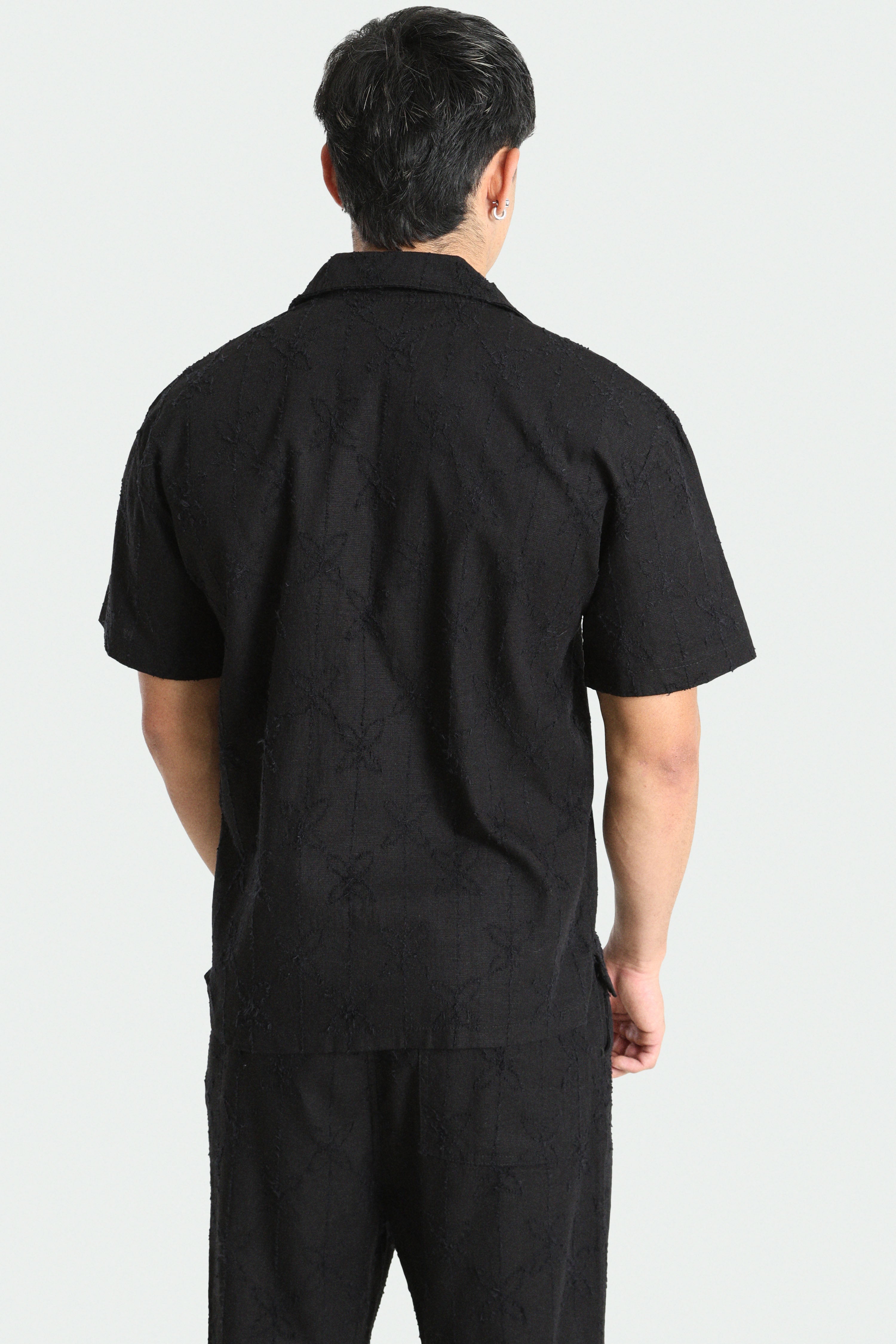 Shirt in structured fabric - Black