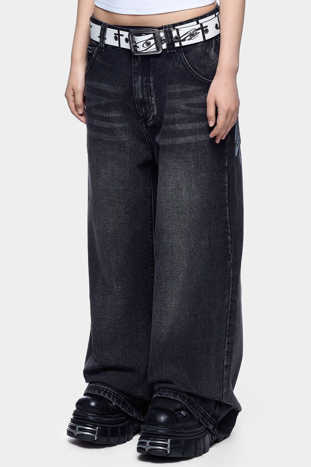 Fallen Angel Baggy Jeans - Black Washed