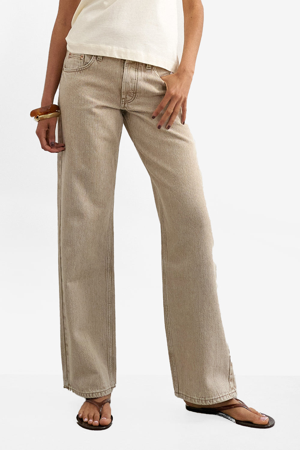 Jeans TSEMBER a gamba larga L32 - Beige Denim