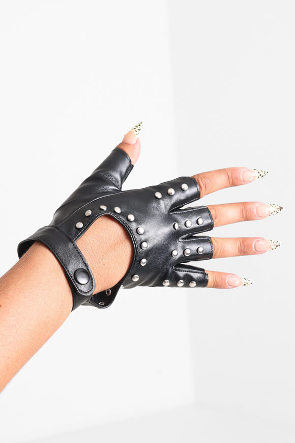 Kunstleder Kurzfingerhandschuhe - Black