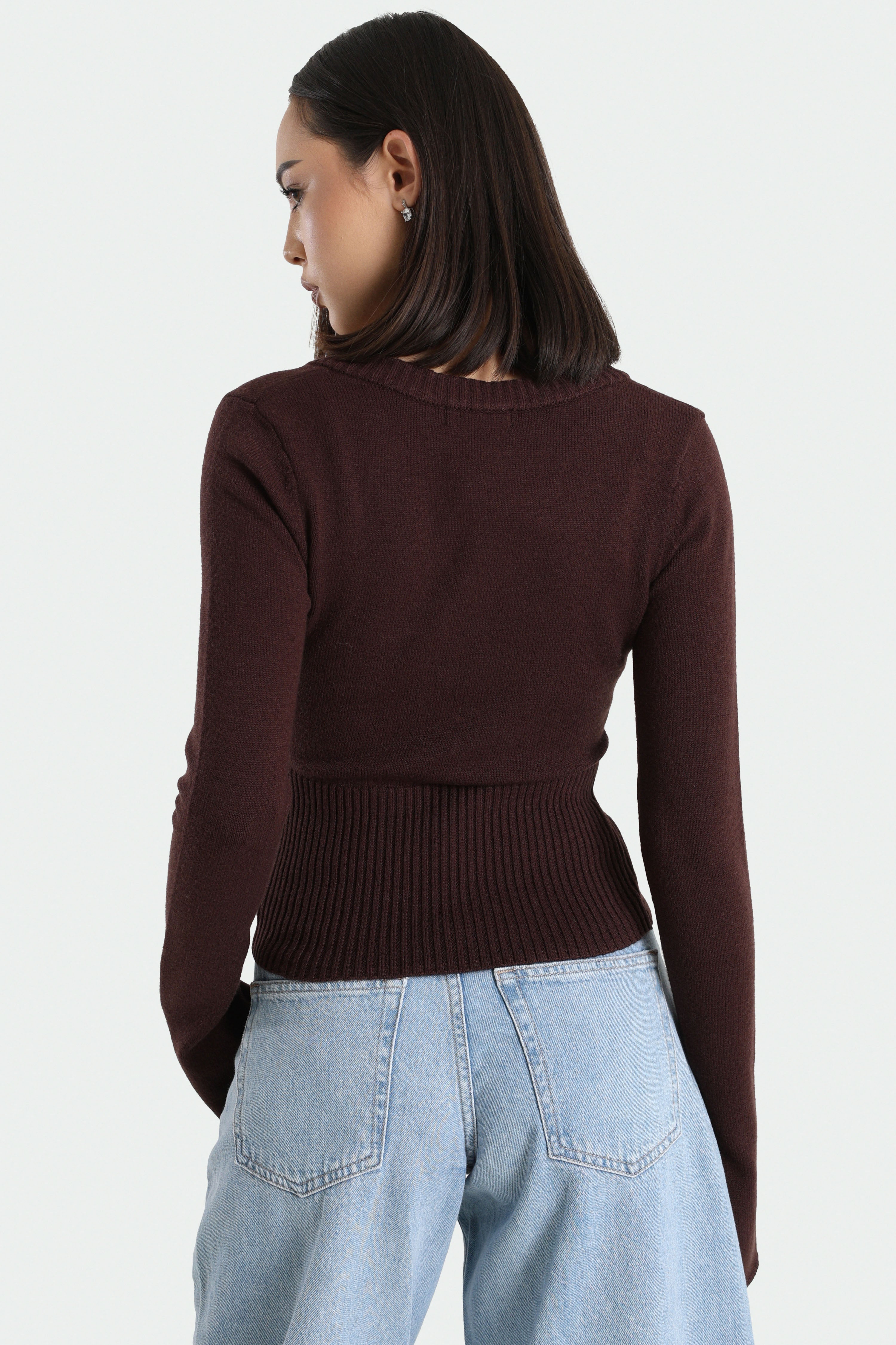 Knitted sweater - Brun foncé