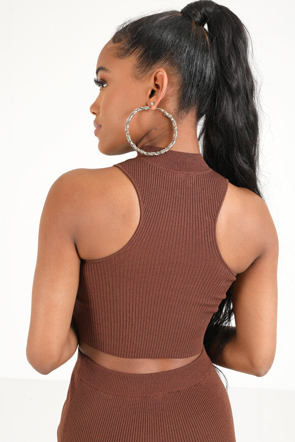 Top in maglia a coste - marrone