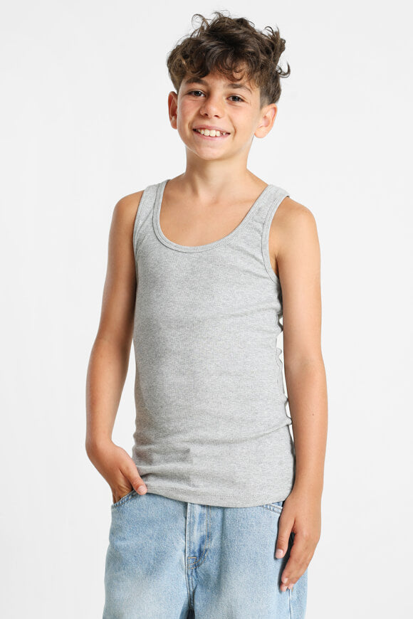 Geripptes Tanktop - Grau meliert