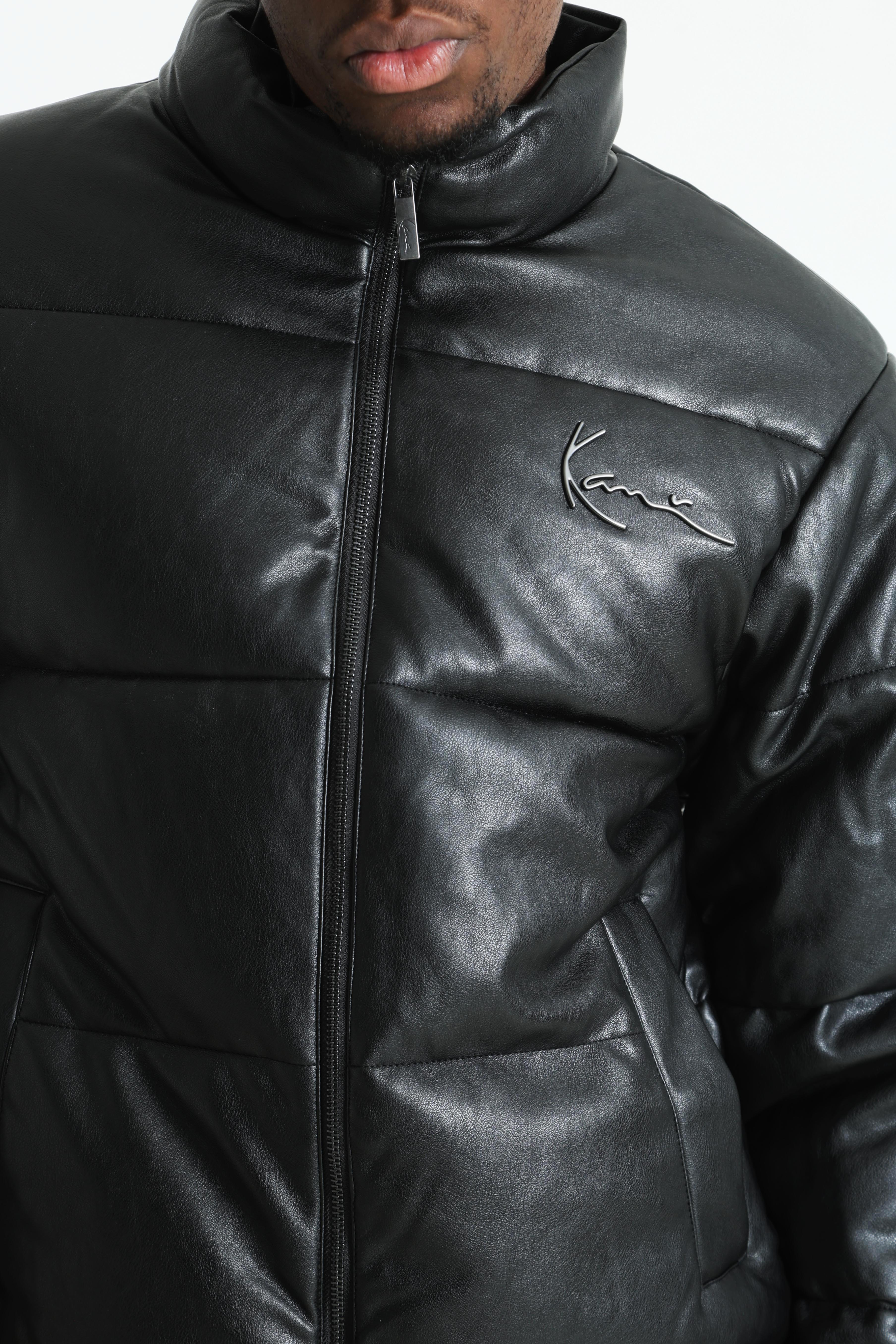 Veste matelassée en similicuir - Black