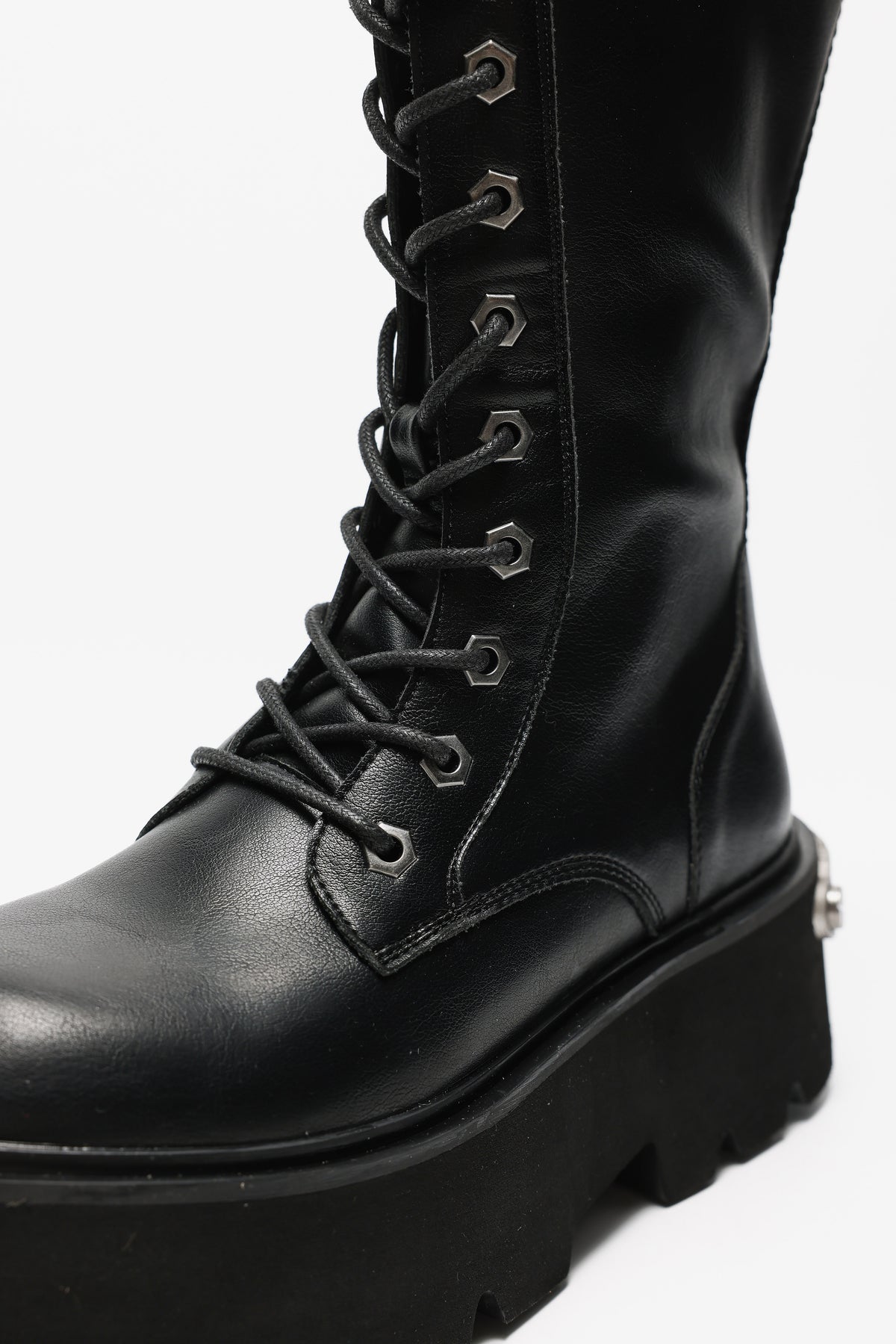 Vegan Brake Lace Up Plateau Winterstiefel - Black