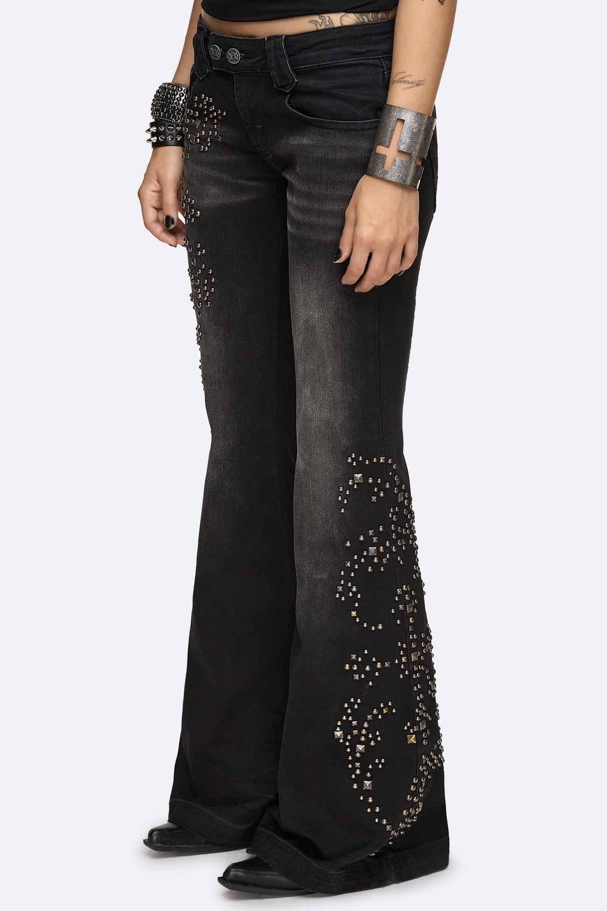 Brielle Flare Jeans - Black Washed