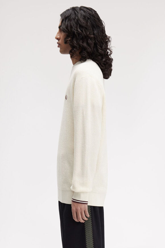Strickpullover aus Waffelstoff - Offwhite