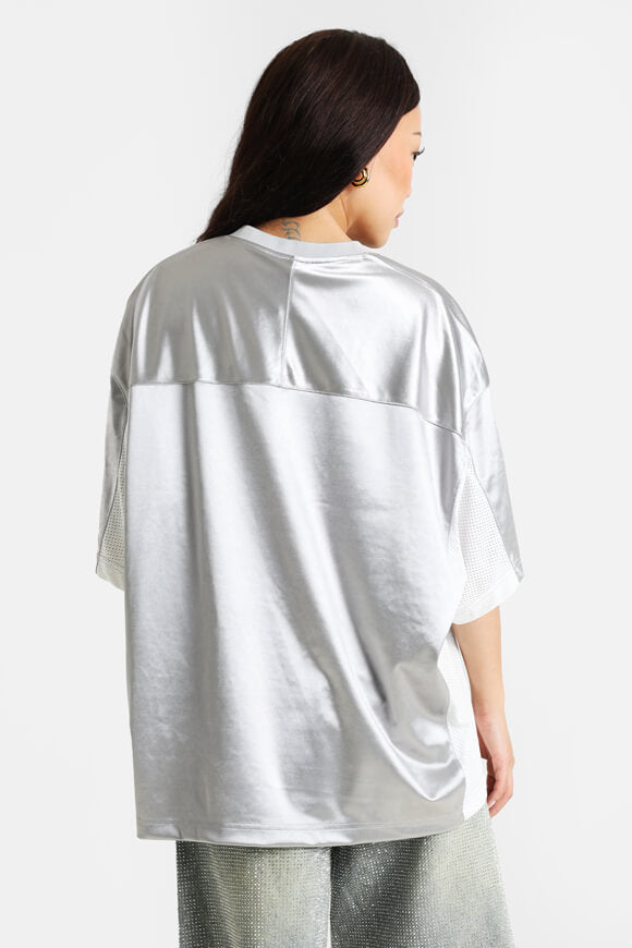 Satin Oversize T-Shirt - Silber