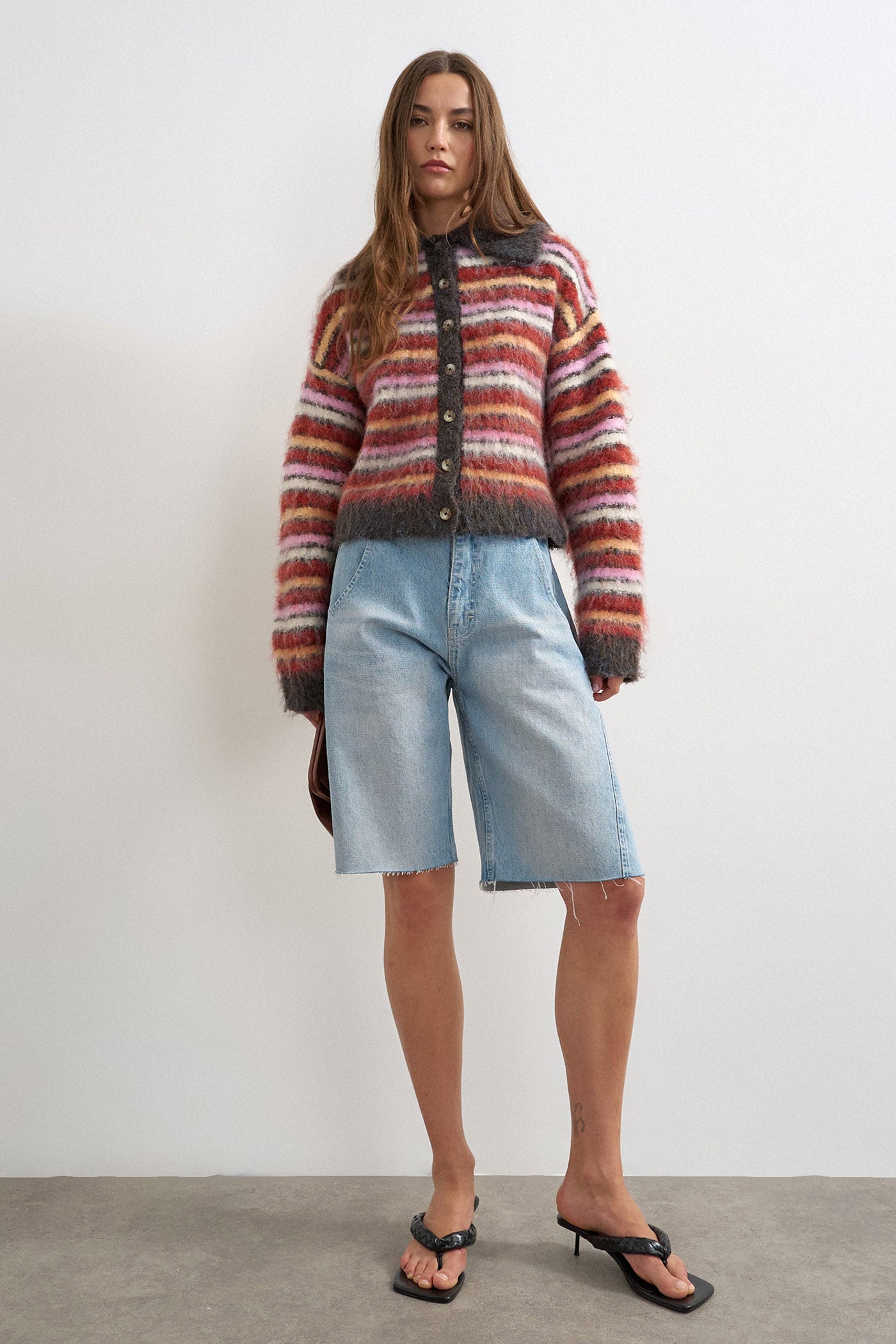TSTINE oversized fluffy knit cardigan - Red Heart
