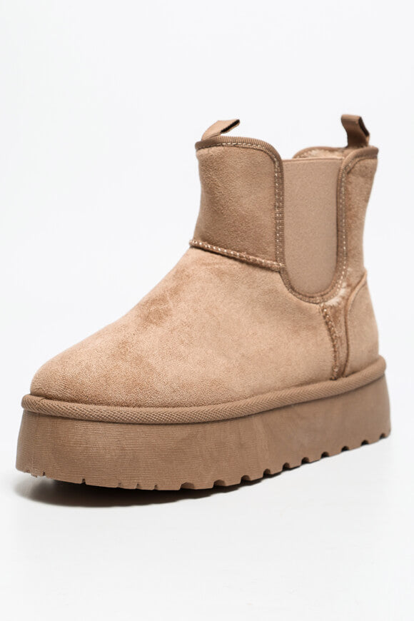 Gefütterte Plateau Stiefelette - Sand