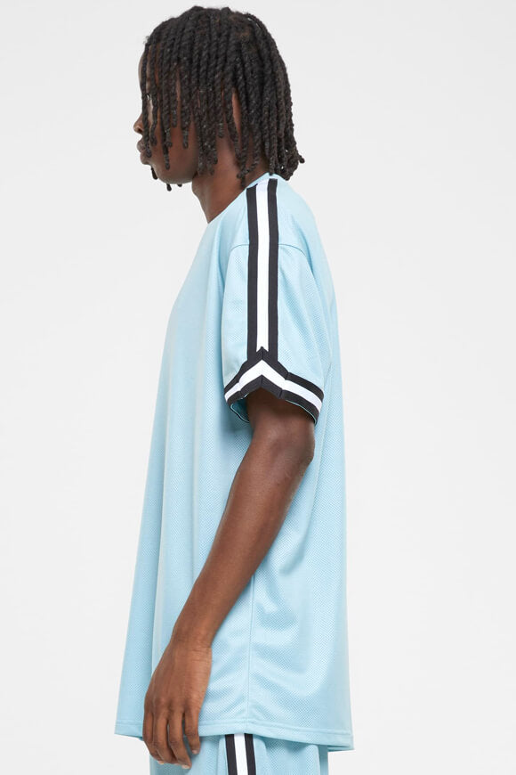 Maglietta oversize a righe - Blu oceano + nero + bianco