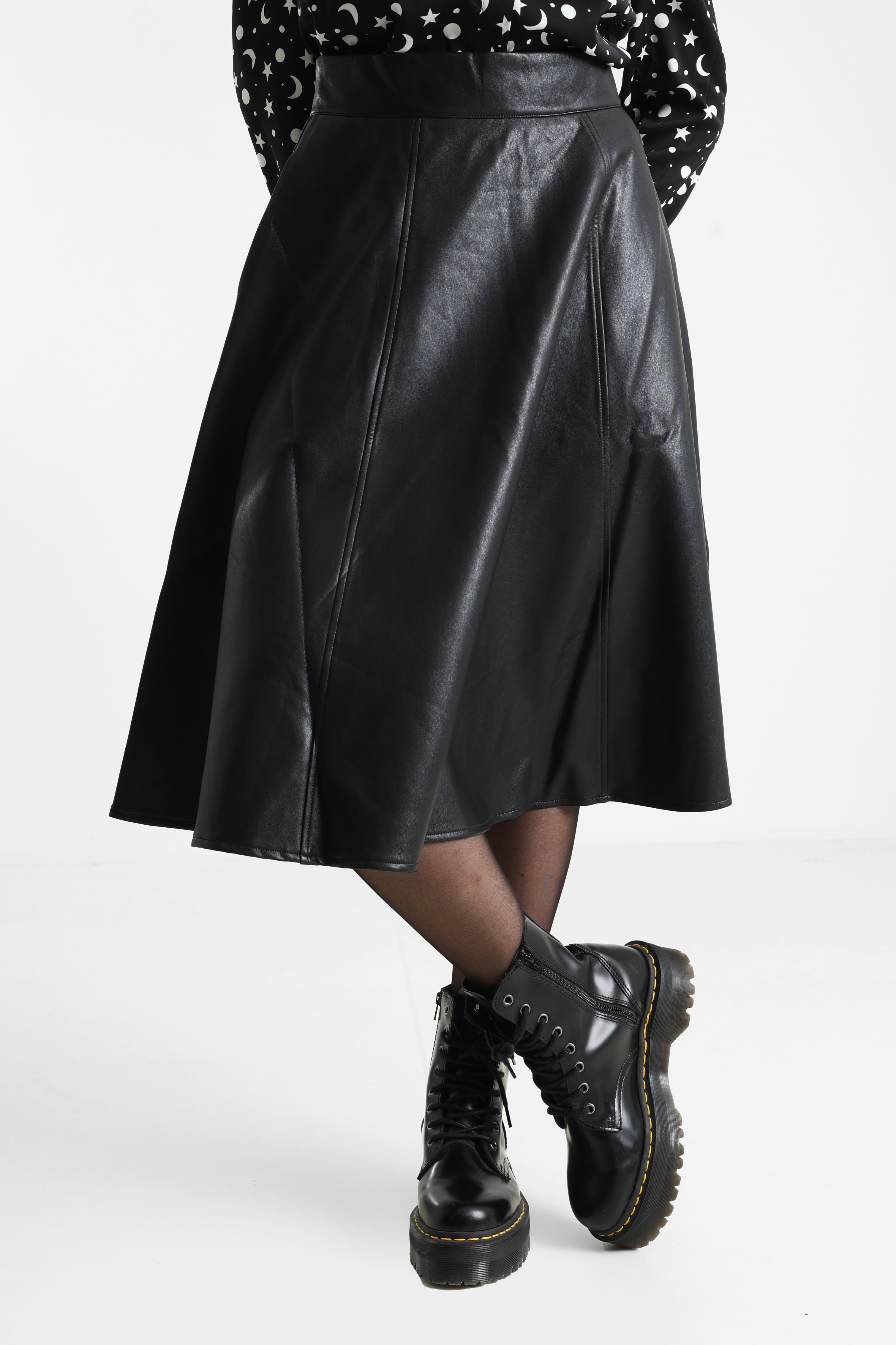 Daphne Kunstleder Midirock - Black