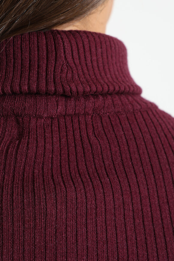 Pull en maille côtelée Crop - Bordeaux