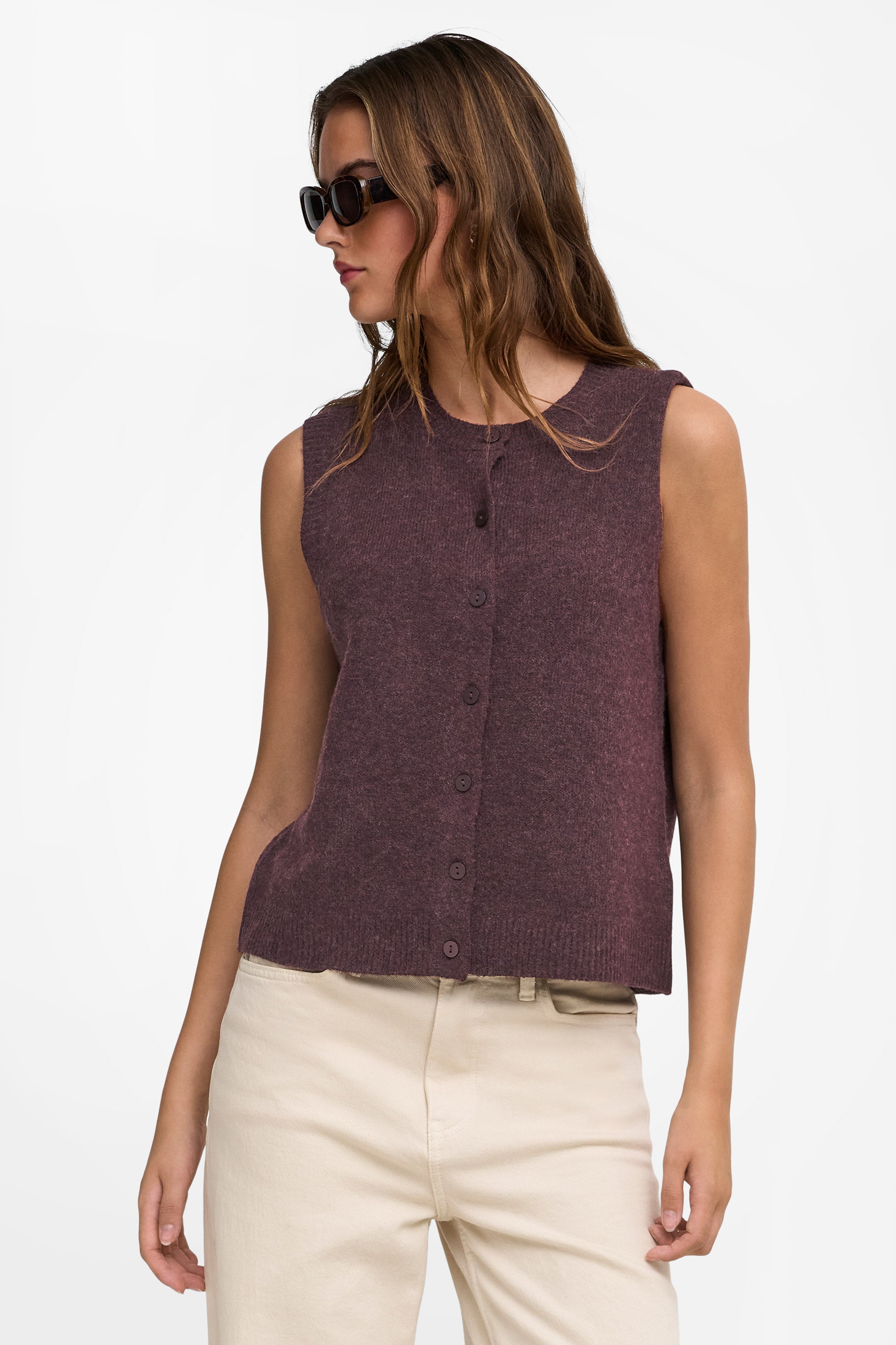 ONLOLIVIA gilet en tricot - Fudge Melange