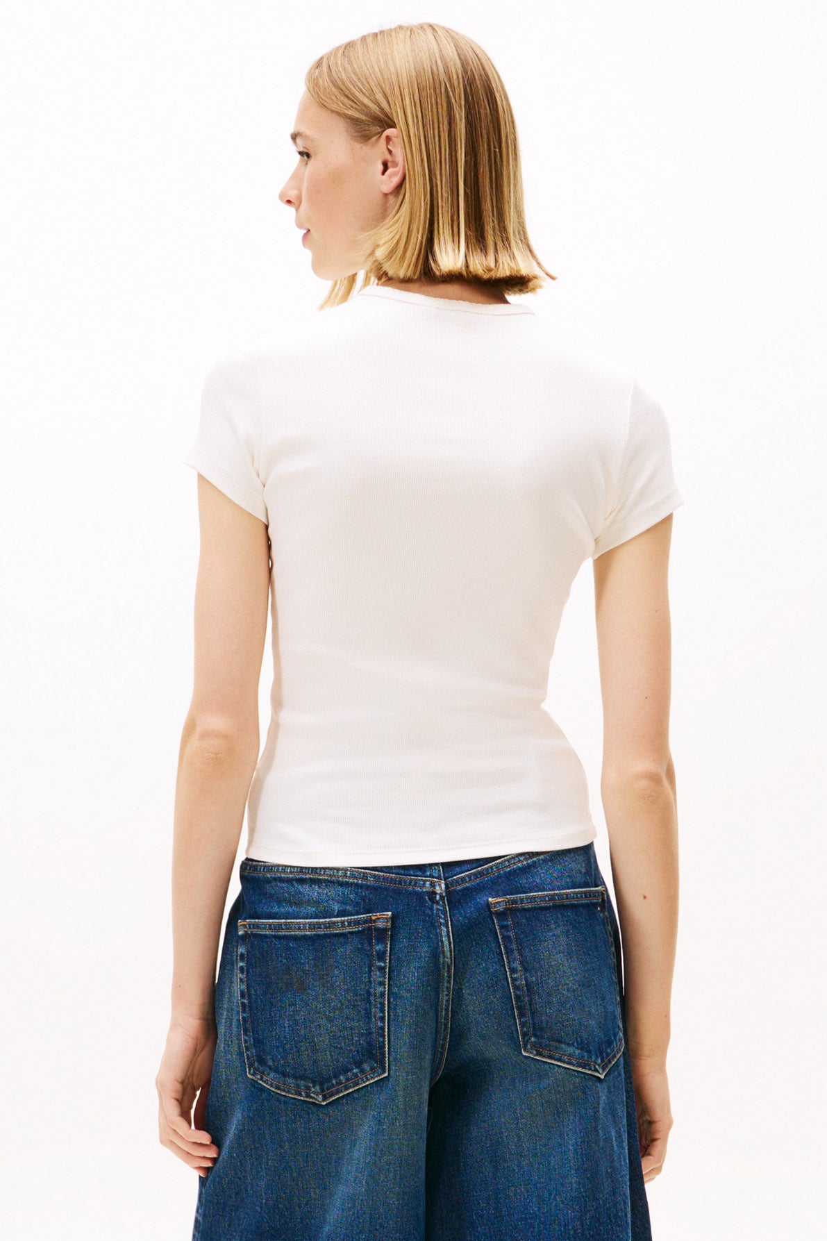 Geripptes T-Shirt - Ancient White