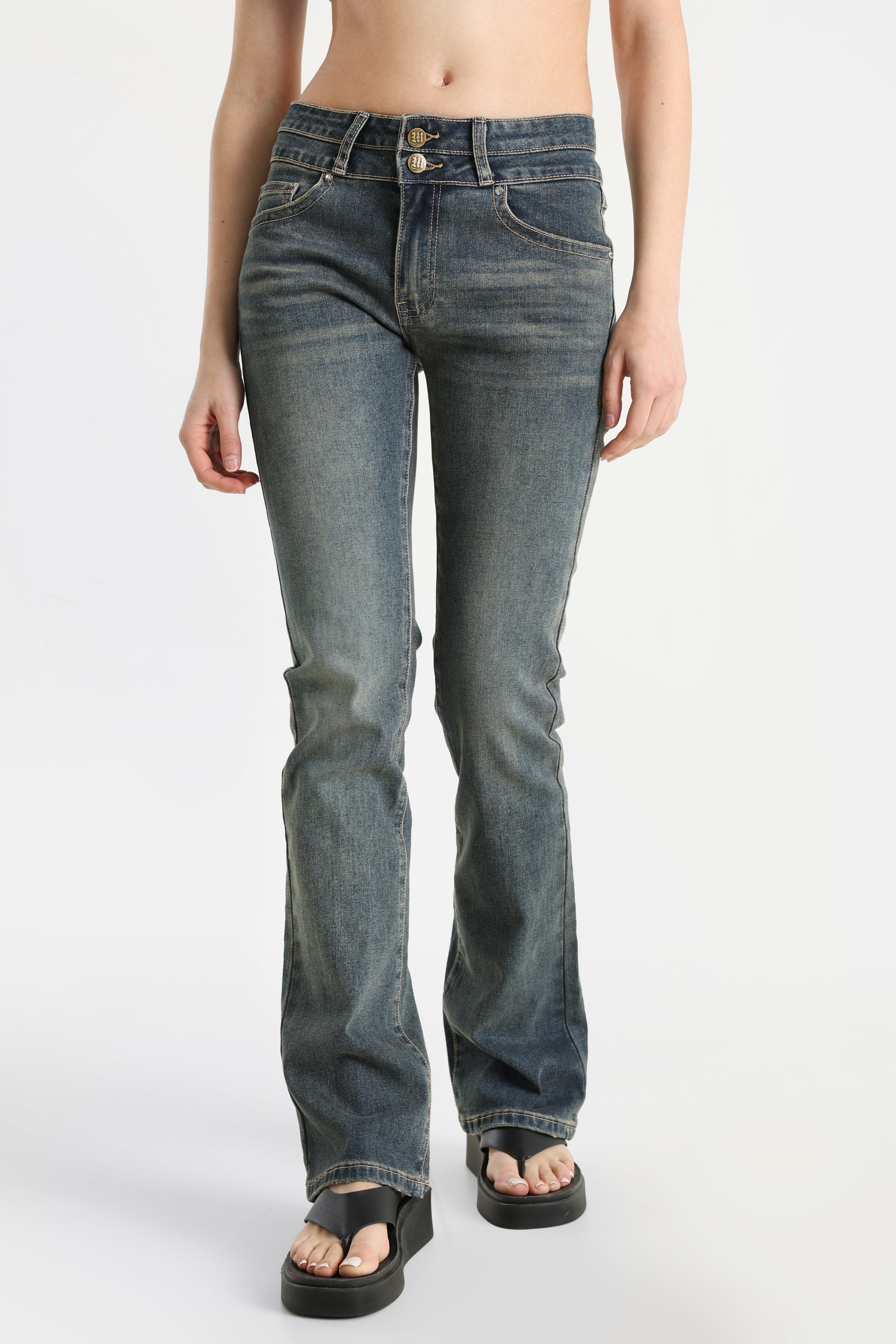 Flare Jeans - Gewaschen Blau