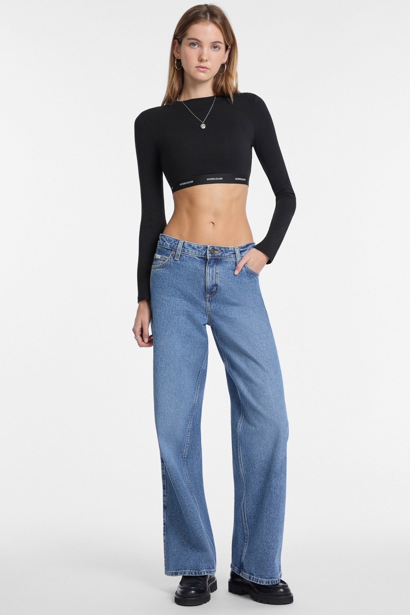 Camicia a maniche lunghe Crop - Jet Black