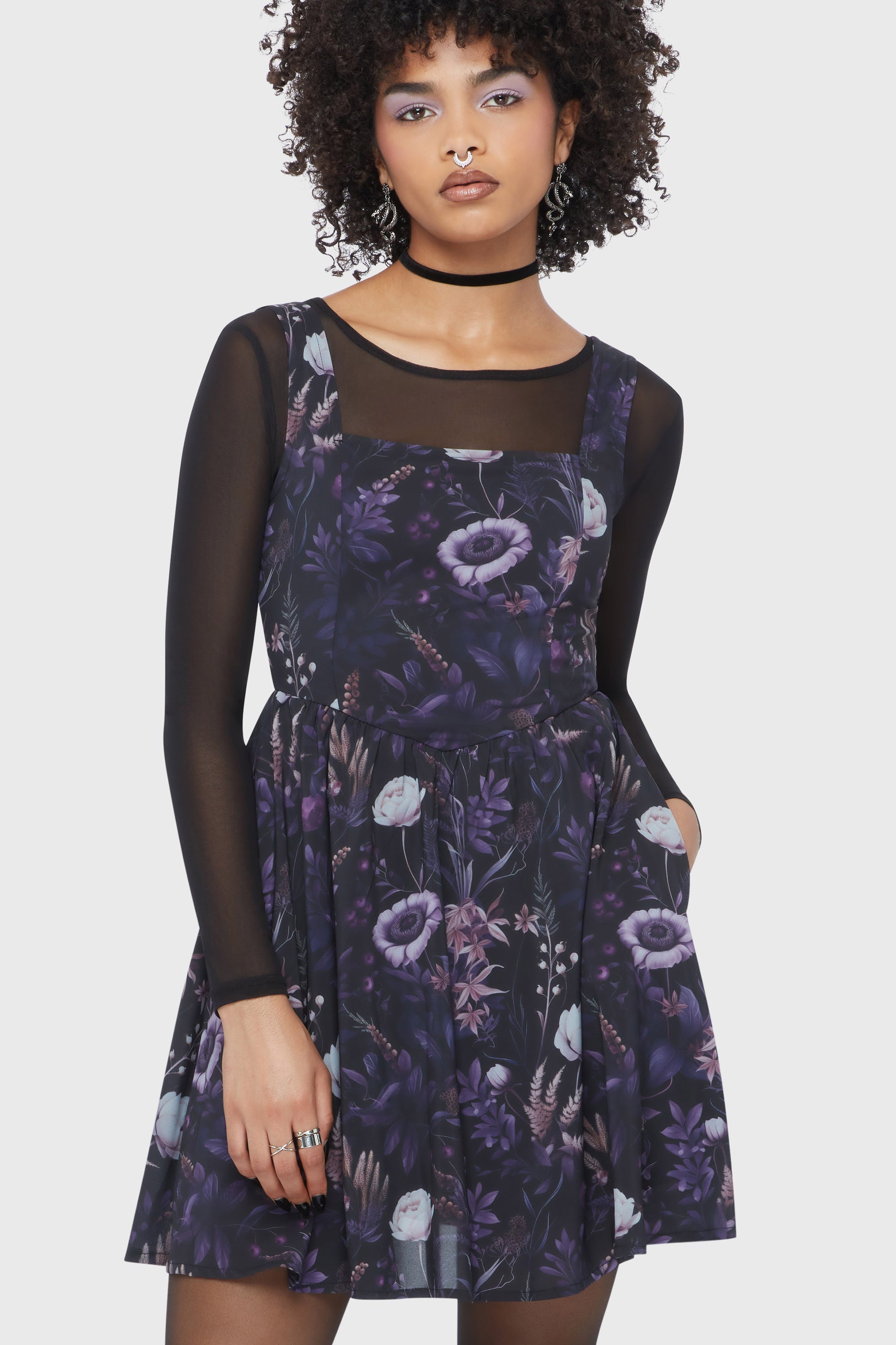 Dusk's Garden Minikleid - Black + Purple