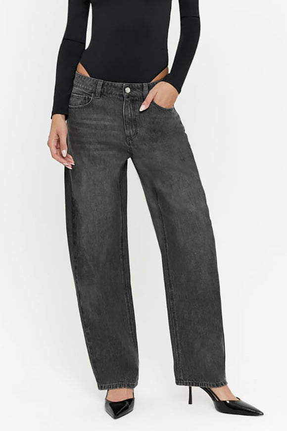 Barrel Fit Jeans - Black Washed
