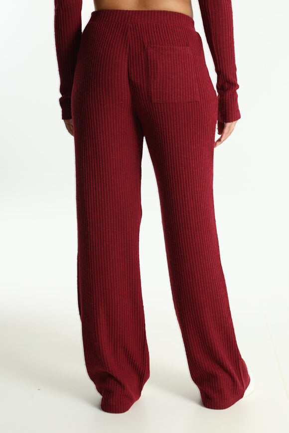 Gerippte Strickhose - Bordeaux