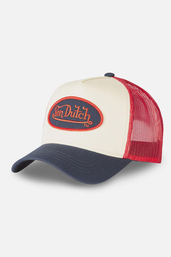 Trucker Cap / Snapback - Light Beige + Navy + Red