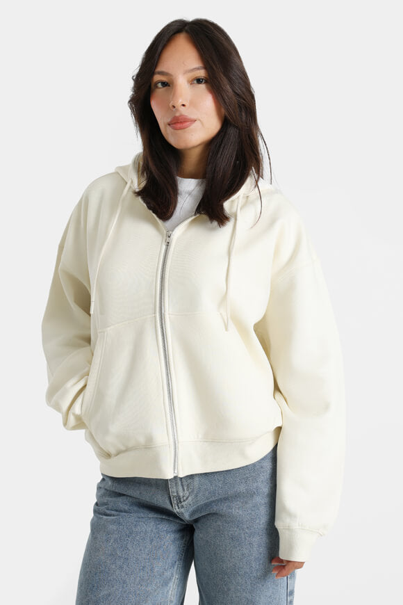 Hooded sweat jacket - Cream