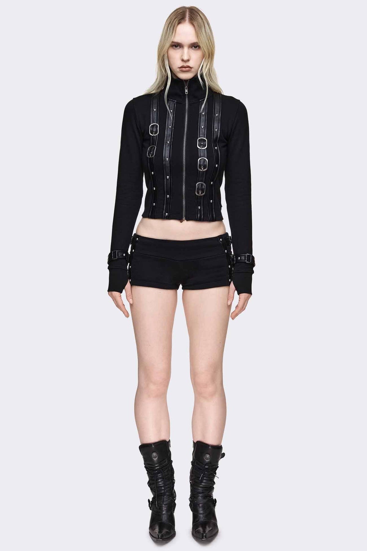Resonance Funnel Crop Sweatjacke - Black