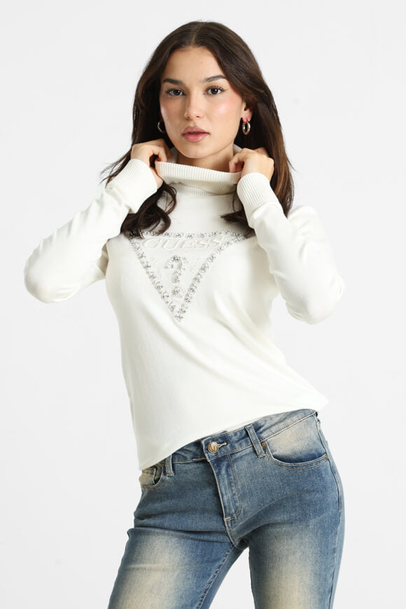 Maglia a maglia fine - Bianco crema