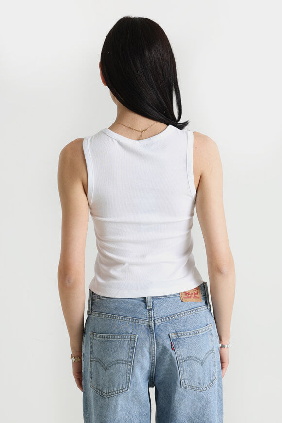 Ribbed crop tank top - white