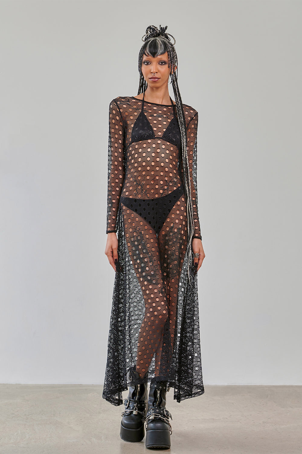 Arcane Empress Langes Netzkleid - Black
